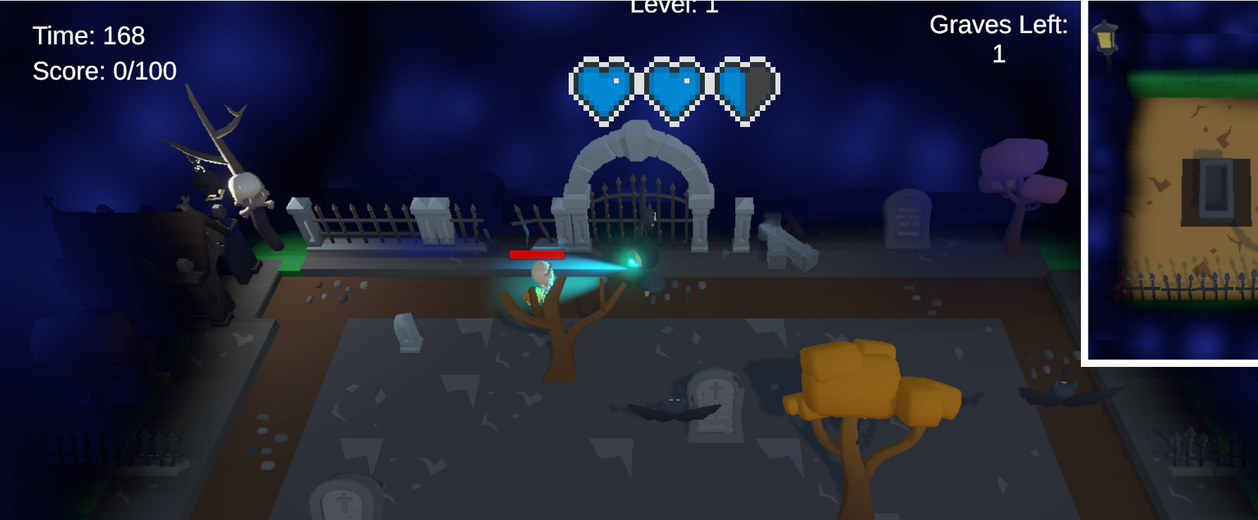 The Reaper and The Broken Signal gameplay in a graveyard with the Reaper using the lantern against a skeleton